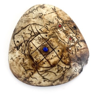 Pra Rahu Kala Ta Diaw Phueak One Eyed Albino Coconut Shell Eclipse God (Early Era) - Gemstone Inserts Hand Inscription - Luang Por Pina Wat Sanom Lao Pra Rahu Kala Ta Diaw Phueak One Eyed Albino Coconut Shell Eclipse God (Early Era) - Gemstone Inserts Hand Inscription - Luang Por Pina Wat Sanom Lao