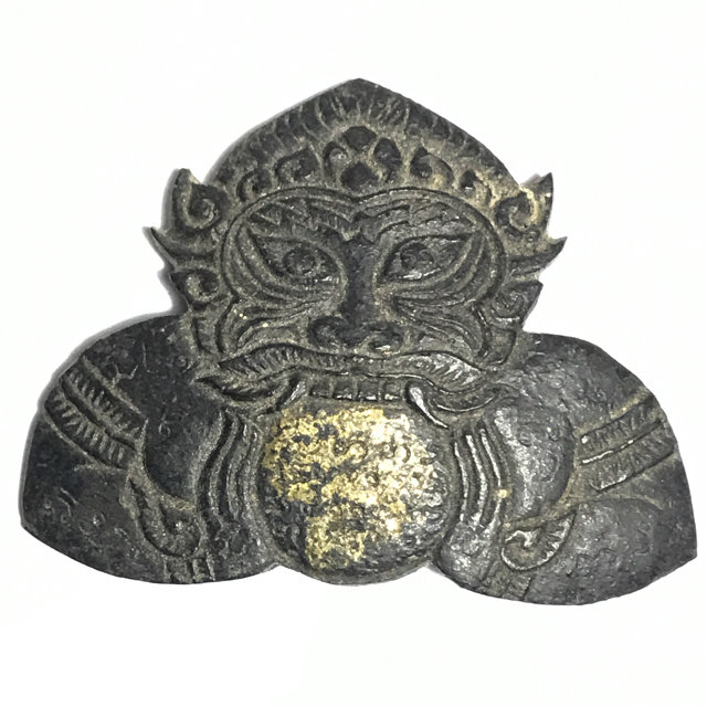 Rahu Om Jantr Pim Gleeb Bua 1 Eyed Coconut Shell Carved Asura Deva Eclipse God + Spell Inscriptions - Luang Por Pin Wat Srisa Tong 03317