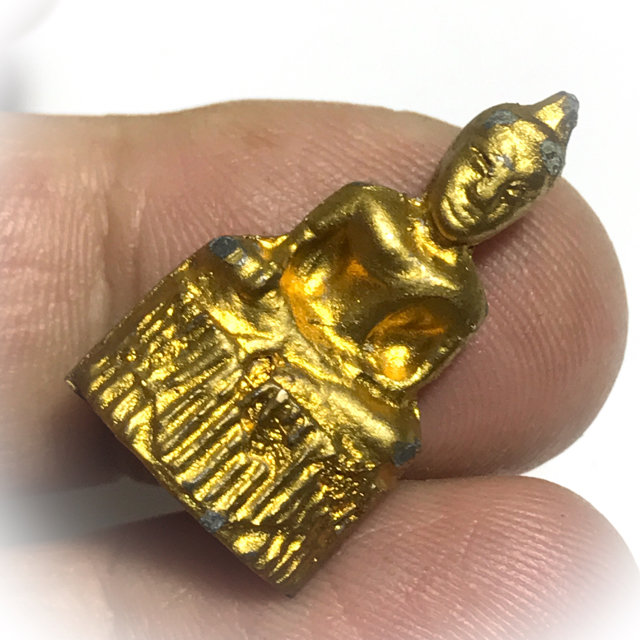 Pra Pim Praput Chin Dtakua Galai Tong Fang Khiaw Hmaa Pha Circa 2460 BE Buddha Amulet with Wolf Tooth - Luang Por Dam - Wat Kuti
