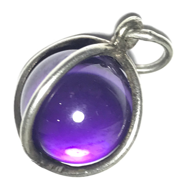 Look Gaew Sarapat Neuk Crystal Wishing Ball 1 Cm in Silver Frame Circa 2490 BE Luang Por Opasi 03383