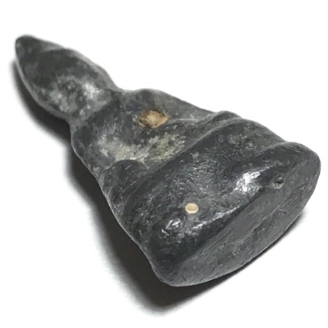 Praput Pim Lek Nuea Chin Dtakua Fang Khiaw Hmaa Pha 2460 BE Leaden Buddha Amulet with Wolf Tooth Insert - Luang Por Dam - Wat Kuti 03444