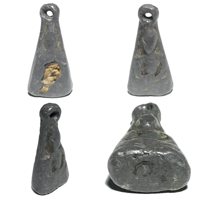 Praput Chin Dtakua Pim Klang Fang Khiaw Hmaa Pha 2460 BE with Wolf Tooth Insert - Luang Por Dam - Wat Kuti