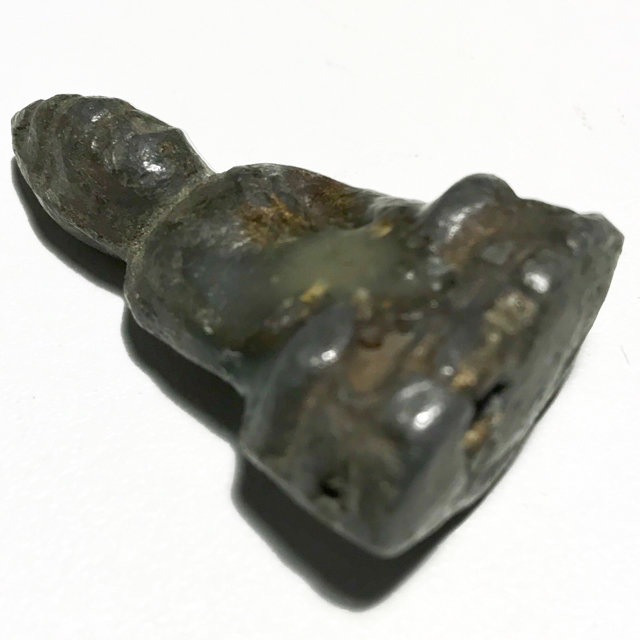 Praput Chin Dtakua Fang Khiaw Hmaa Pha 2460 BE Lead Buddha with Wolf Tooth & Victory Candlewax Luang Por Dam