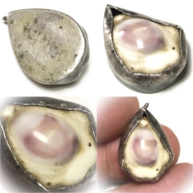 Bia Atithaan Sacred Shell Old Silver Frame Circa 2494 - 2498 Mae Chee Bun Ruean Wat Awut