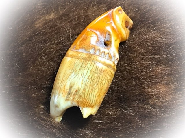 Khiaw Gae Suea Carved Tooth Tiger Amulet 4 Cm Luang Por Parn Wat Bang Hia (2368 - 2453 BE) - Kong Grapan Chadtri Maha Amnaj Talismanic Amulet of Master Class Status
