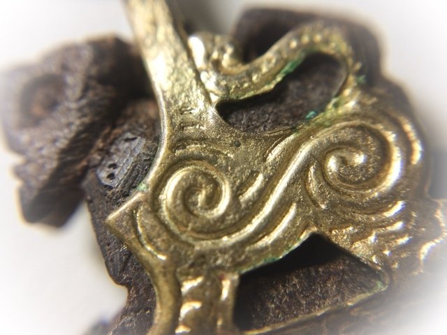 Singh Mai Gae Carved Sacred Wood Himapant Lion Brass Frame Circa 2500 BE Luang Por Horm Wat Chak Hmak