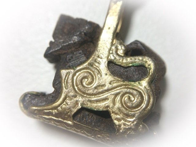 Singh Mai Gae Carved Sacred Wood Himapant Lion Brass Frame Circa 2500 BE Luang Por Horm Wat Chak Hmak