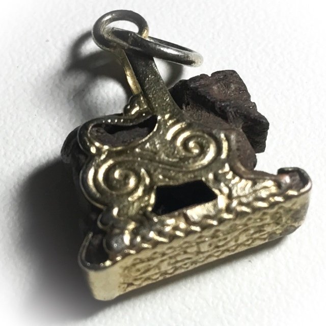 Singh Mai Gae Carved Sacred Wood Himapant Lion Brass Frame Circa 2500 BE Luang Por Horm Wat Chak Hmak