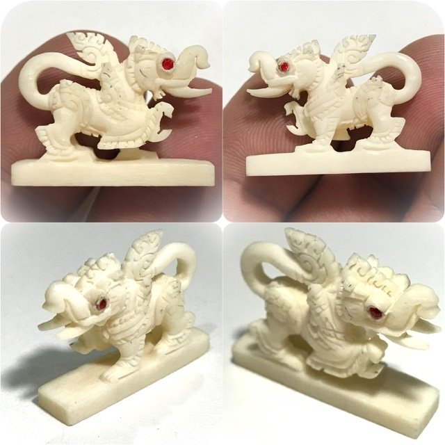 Kochasri Nga Gae Carved Himapant Animal Red Gemstone Eyes Luang Por Horm Wat Chak Hmak Free EMS