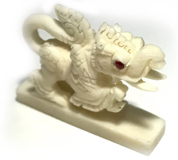 Kochasri Nga Gae Carved Himapant Animal Red Gemstone Eyes Luang Por Horm Wat Chak Hmak Free EMS