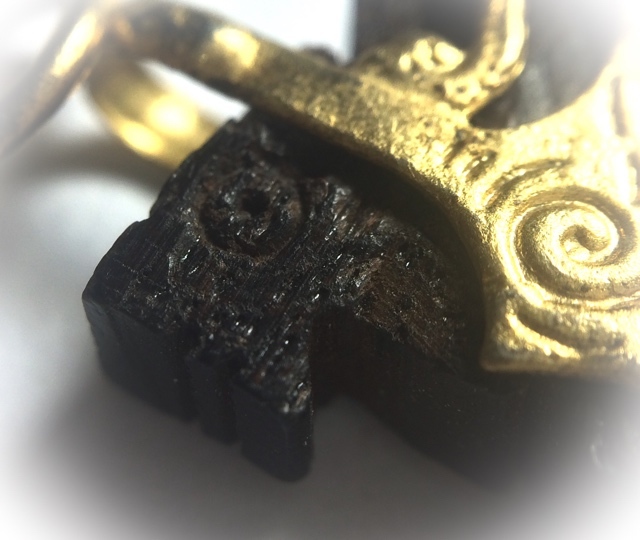 Carved Sacred Wood Singha Himapant Lion Brass Frame Circa 2500 BE Luang Por Horm Wat Chak Hmak