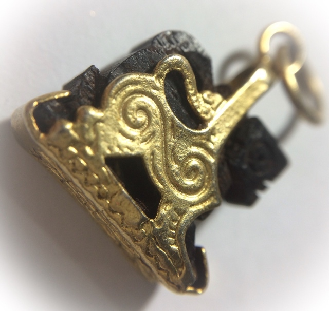Carved Sacred Wood Singha Himapant Lion Brass Frame Circa 2500 BE Luang Por Horm Wat Chak Hmak