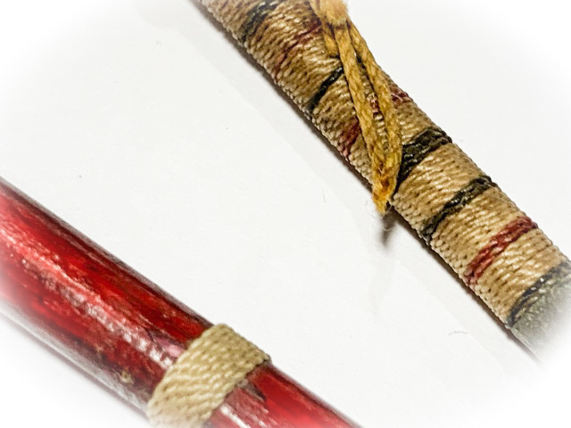 Meet Daab Lek Akom Ritual Spirit Knife Thai Flag Cord Hilt & Sinjana Cord spellbound wrapped sheath 6 Inches - Luang Por Tob