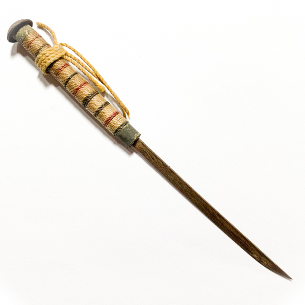 Meet Daab Lek Akom Ritual Spirit Knife Thai Flag Cord Hilt & Sinjana Cord spellbound wrapped sheath 6 Inches - Luang Por Tob