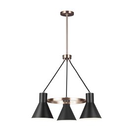 Satin Bronze / Black Three Light Chandelier Satin Bronze / Black Three Light Chandelier