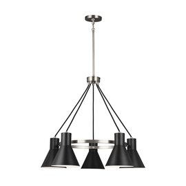 Brushed Nickel / Black Five Light Chandelier Brushed Nickel / Black Five Light Chandelier
