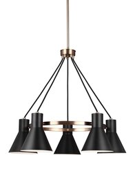 Satin Bronze / Black Five Light Chandelier Satin Bronze / Black Five Light Chandelier