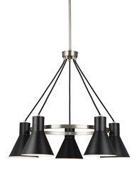 Brushed Nickel / Black Five Light Chandelier Brushed Nickel / Black Five Light Chandelier