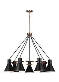 Satin Bronze / Black Seven Light Chandelier Satin Bronze / Black Seven Light Chandelier