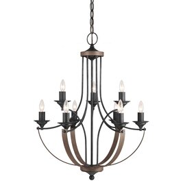 Stardust / Cerused Oak Nine Light Chandelier Stardust / Cerused Oak Nine Light Chandelier