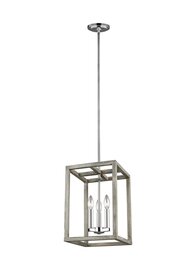 Washed Pine / Chrome Three Light Pendant Washed Pine / Chrome Three Light Pendant