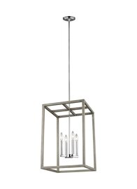 Washed Pine / Chrome Four Light Pendant Washed Pine / Chrome Four Light Pendant