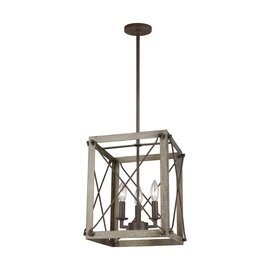Washed Pine / Weathered Iron Three Light Pendant Washed Pine / Weathered Iron Three Light Pendant