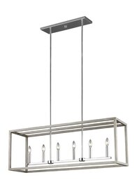 Washed Pine / Chrome Six Light Island Pendant Washed Pine / Chrome Six Light Island Pendant