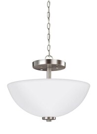 Brushed Nickel Two Light Semi-Flush Mount Brushed Nickel Two Light Semi-Flush Mount