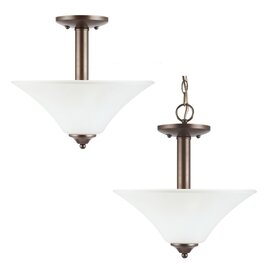 Bell Metal Bronze Two Light Semi-Flush Mount Bell Metal Bronze Two Light Semi-Flush Mount