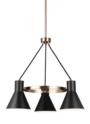 Satin Bronze / Black Three Light Chandelier Satin Bronze / Black Three Light Chandelier
