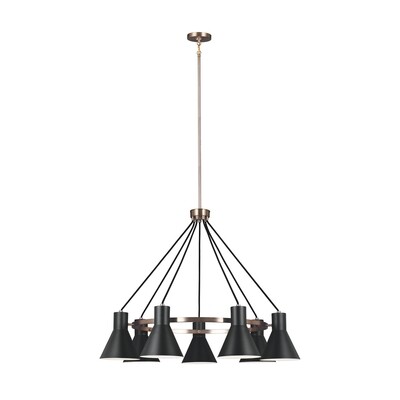 Satin Bronze / Black Seven Light Chandelier Satin Bronze / Black Seven Light Chandelier