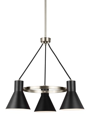 Brushed Nickel / Black Three Light Chandelier Brushed Nickel / Black Three Light Chandelier