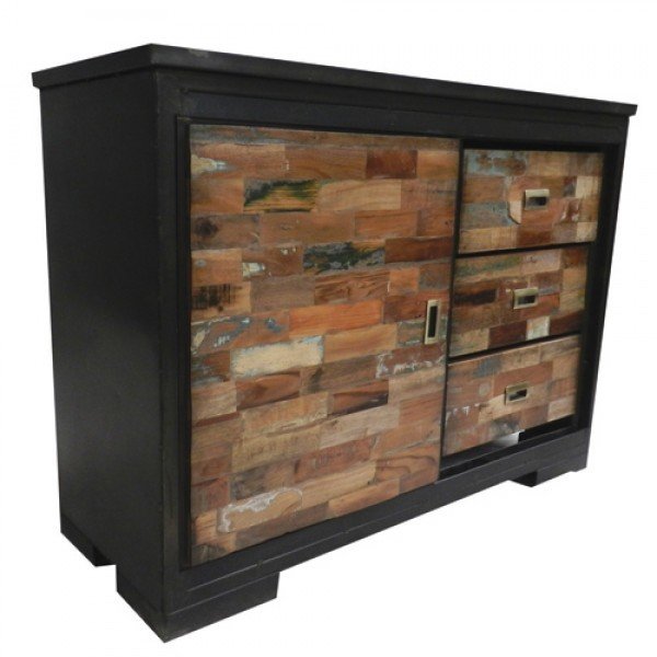 Black Finish Metal Cased Accent Chest B-702077