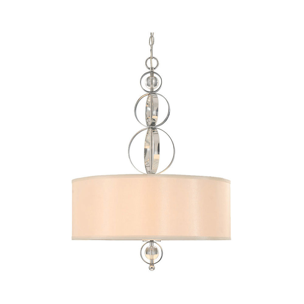Cerchi Chrome 3 Light Drum Shade Pendant T-352037