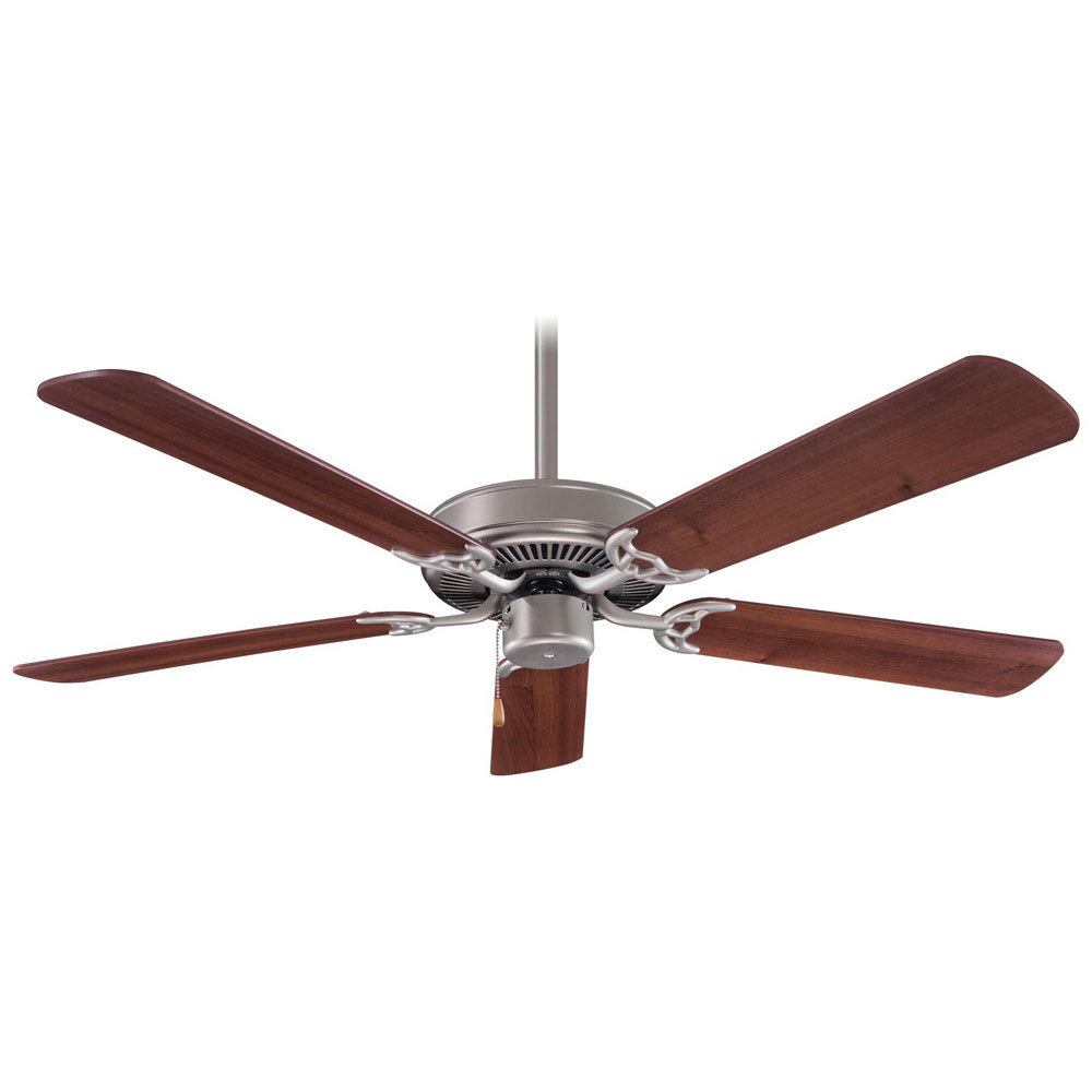 Contractor Brushed Steel Fan w/Dark Walnut Blades Contractor Brushed Steel Fan w/Dark Walnut Blades