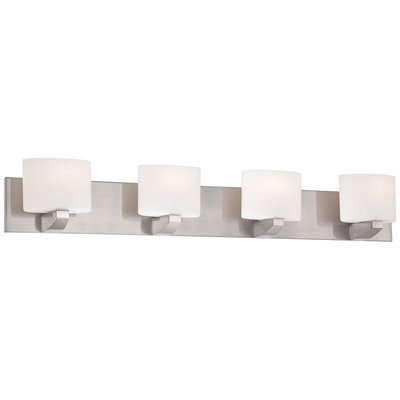 Craftsman Brushed Nickel 4Lt Bath Bar Craftsman Brushed Nickel 4Lt Bath Bar