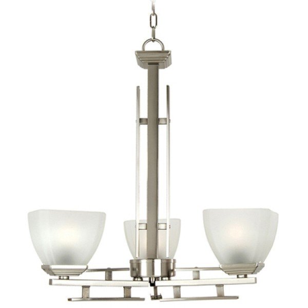 Half Dome Satin Nickel 3Lt Chandelier B-700556