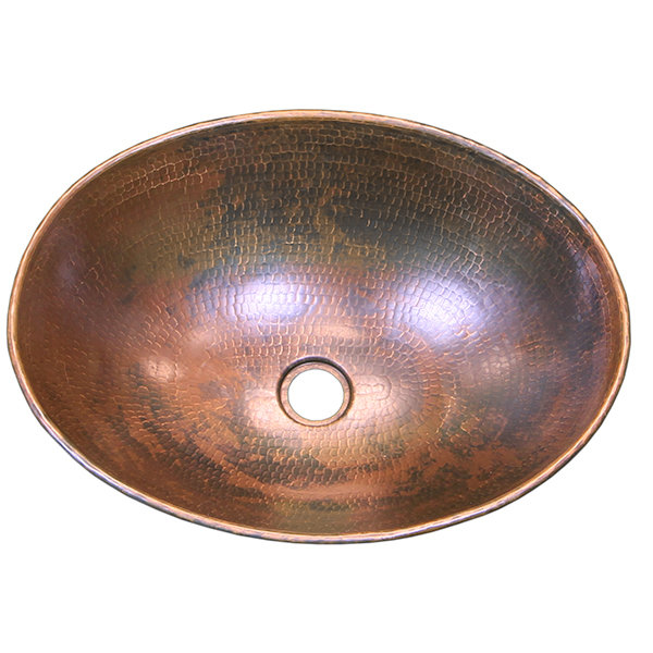 16 Ga Oval Copper Sink With Rolled Edge