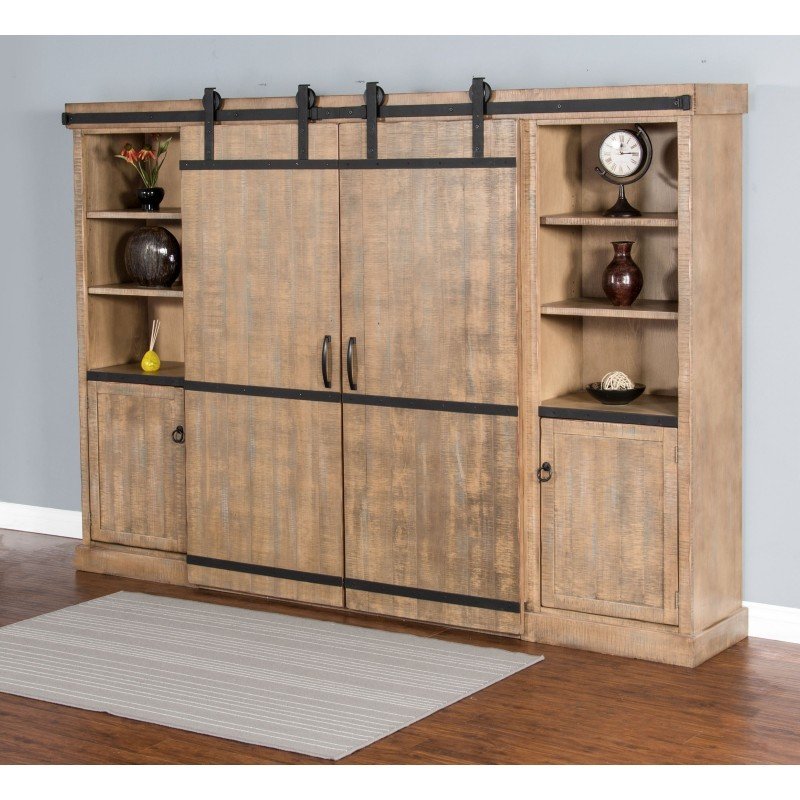 Puebla Driftwood Barn Door Entertainment Wall B-835011