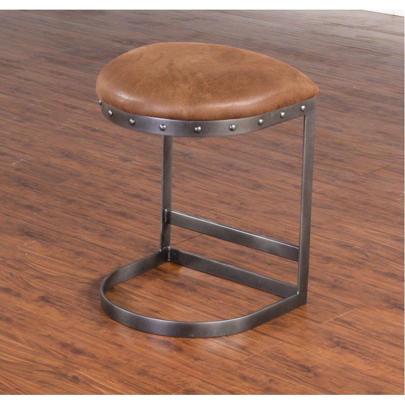 24" Tahoe Black Metal Barstool with Brown Seat B-835045