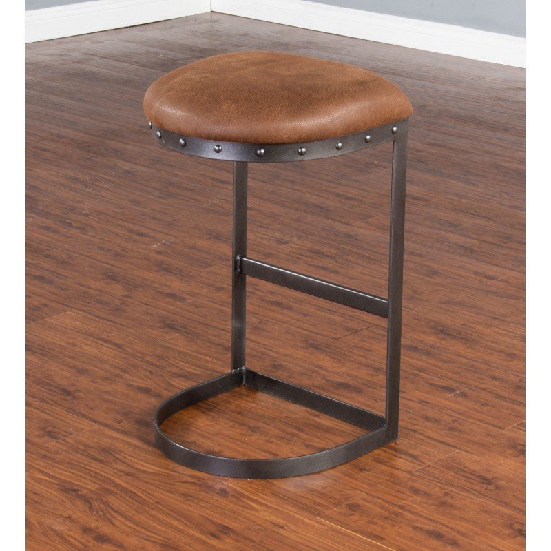 30" Tahoe Black Metal Barstool with Brown Seat B-835046