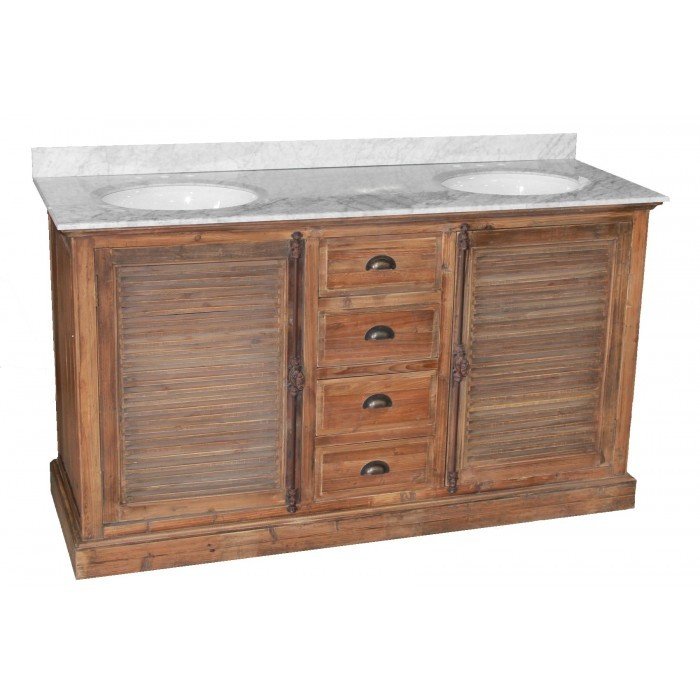 Double Reclaimed Pine Vanity with Shutters C-792003