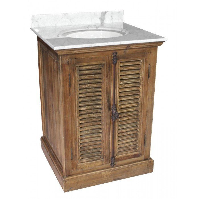 Single Reclaimed Pine Vanity with Shutters C-792002
