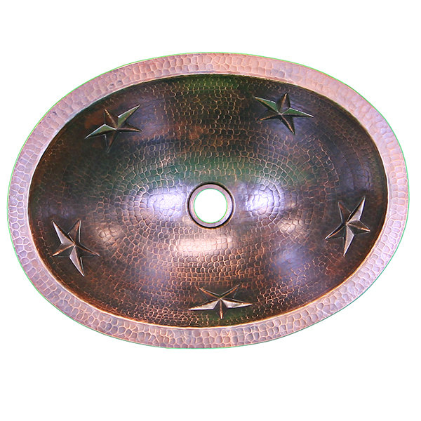 16 Ga Oval Copper Sink with Stars T-525072