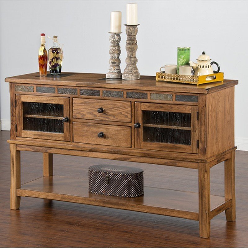 Sedona Rustic Oak Server with 2 Drawers T-835018