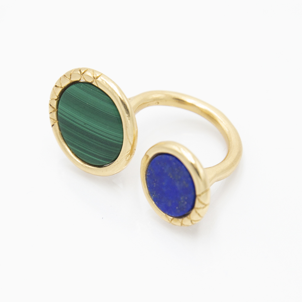 Anello Ouroboro Double Stone Green - Giulia Barela Jewelry