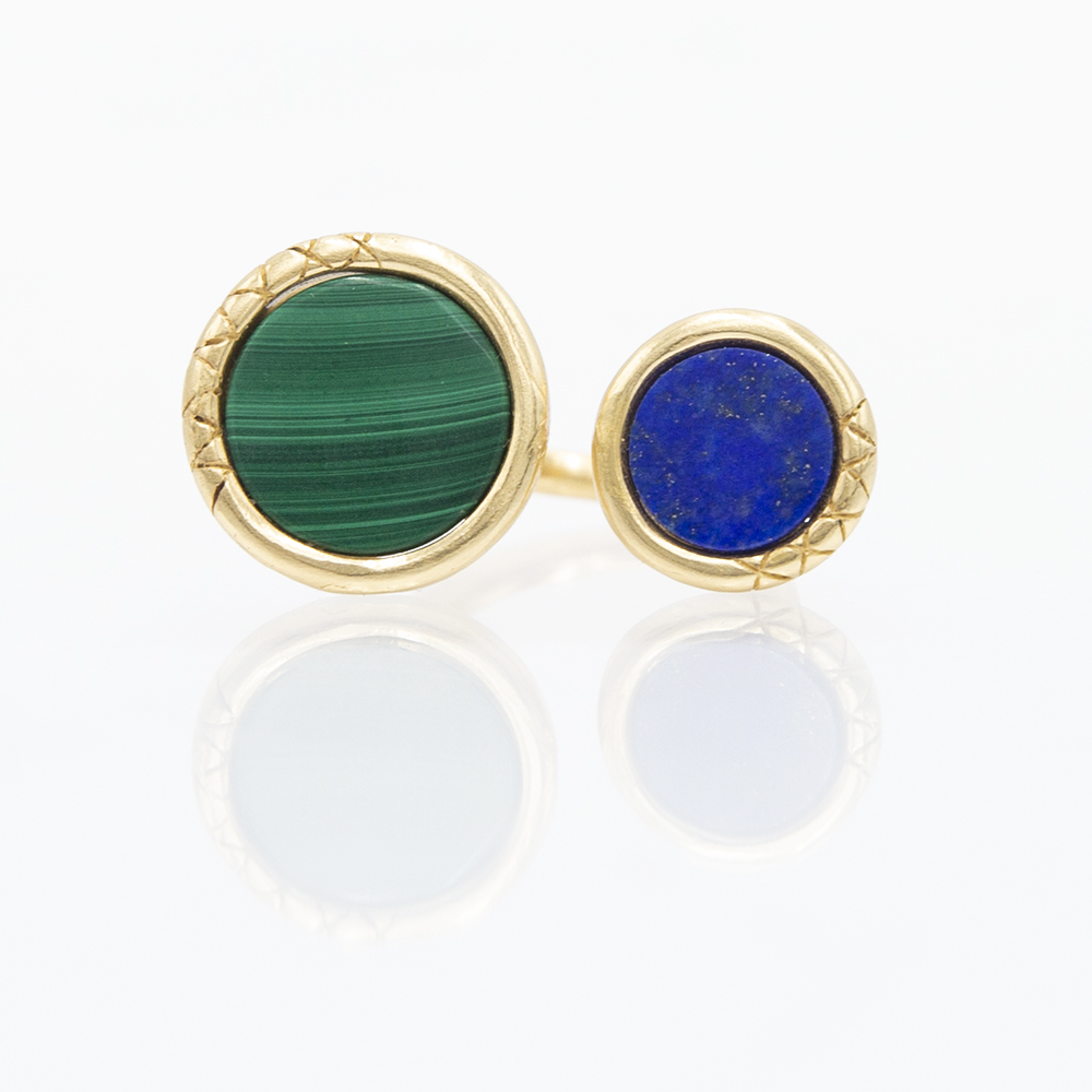 Anello Ouroboro Double Stone Green - Giulia Barela Jewelry