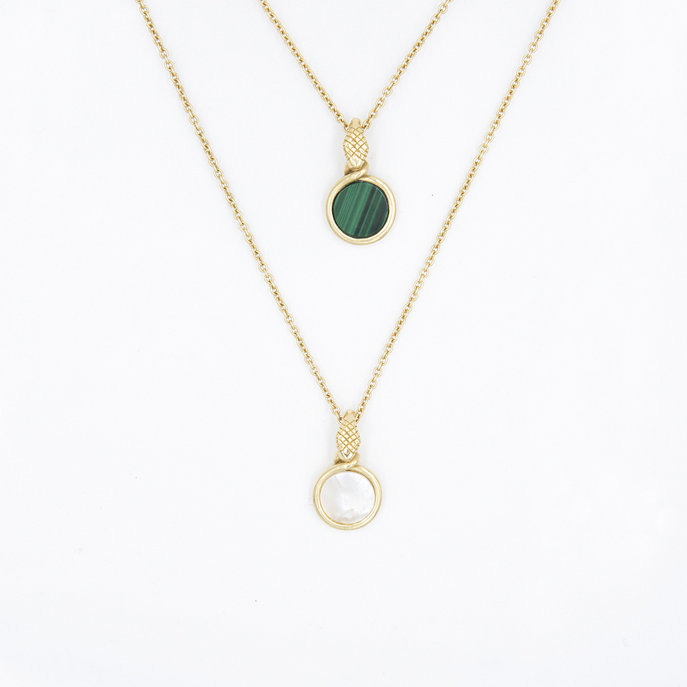 Collana Pendenti Ouroboro Double Stone - Giulia Barela Jewelry
