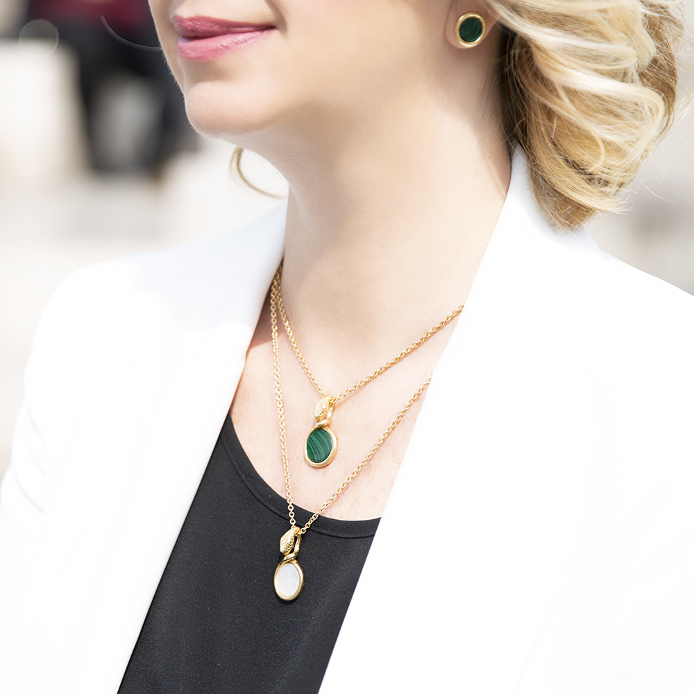 Collana Pendenti Ouroboro Double Stone - Giulia Barela Jewelry 00106